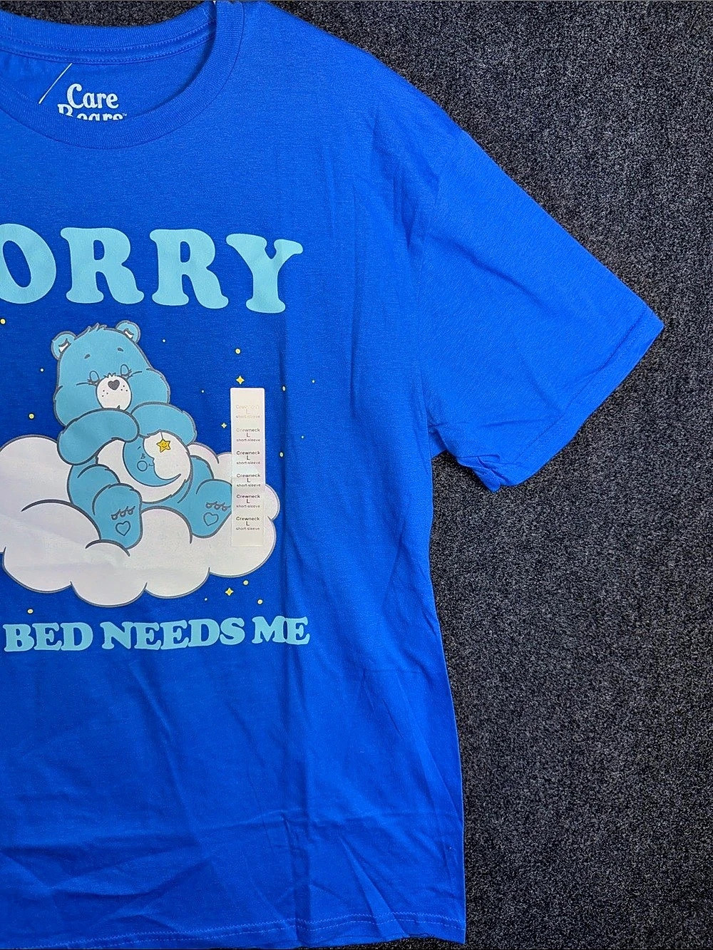 Care Bears Bedtime Bear Sorry My Bed Needs Me T-Shirt Tee Large Blue & White - Picture 4 of 6